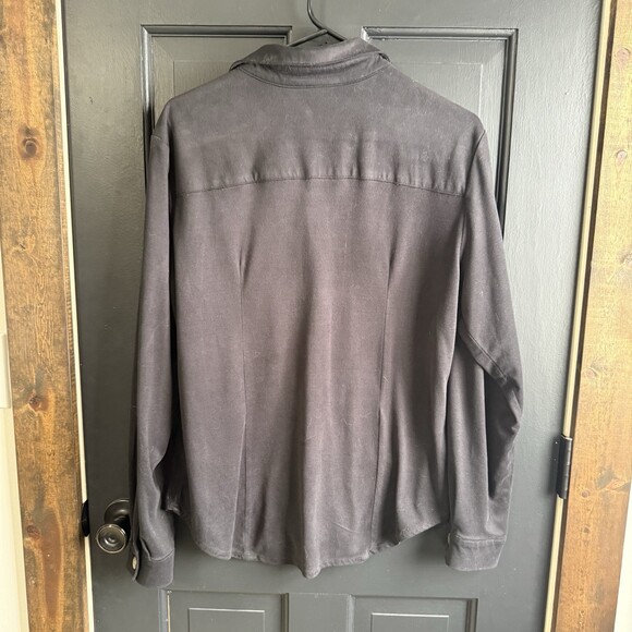 Double D Ranch Women's Size Large Black Suede Feel Button Up Western Shirt - Picture 7 of 11